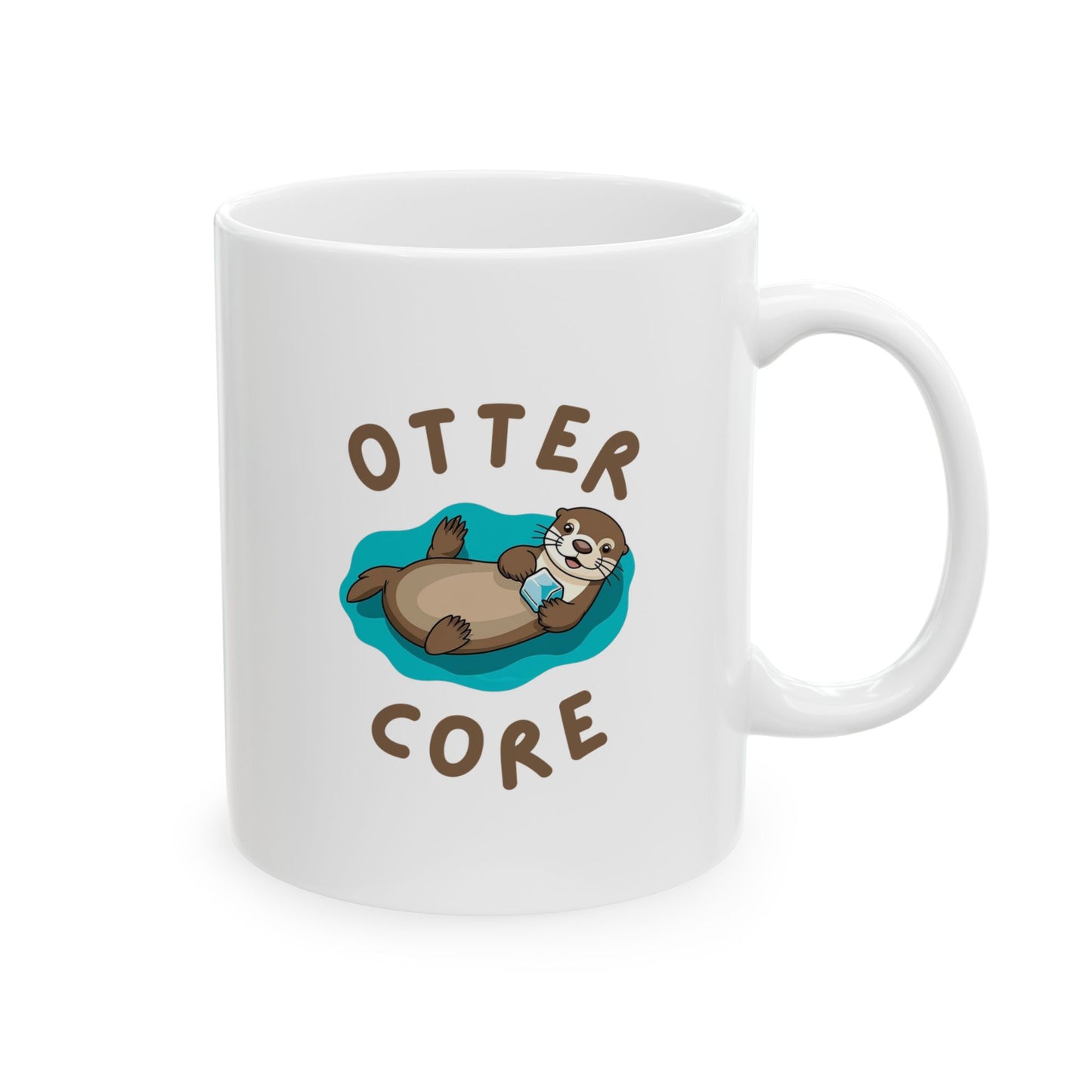 Handle on the right view of Otter Core mug with sea otter design