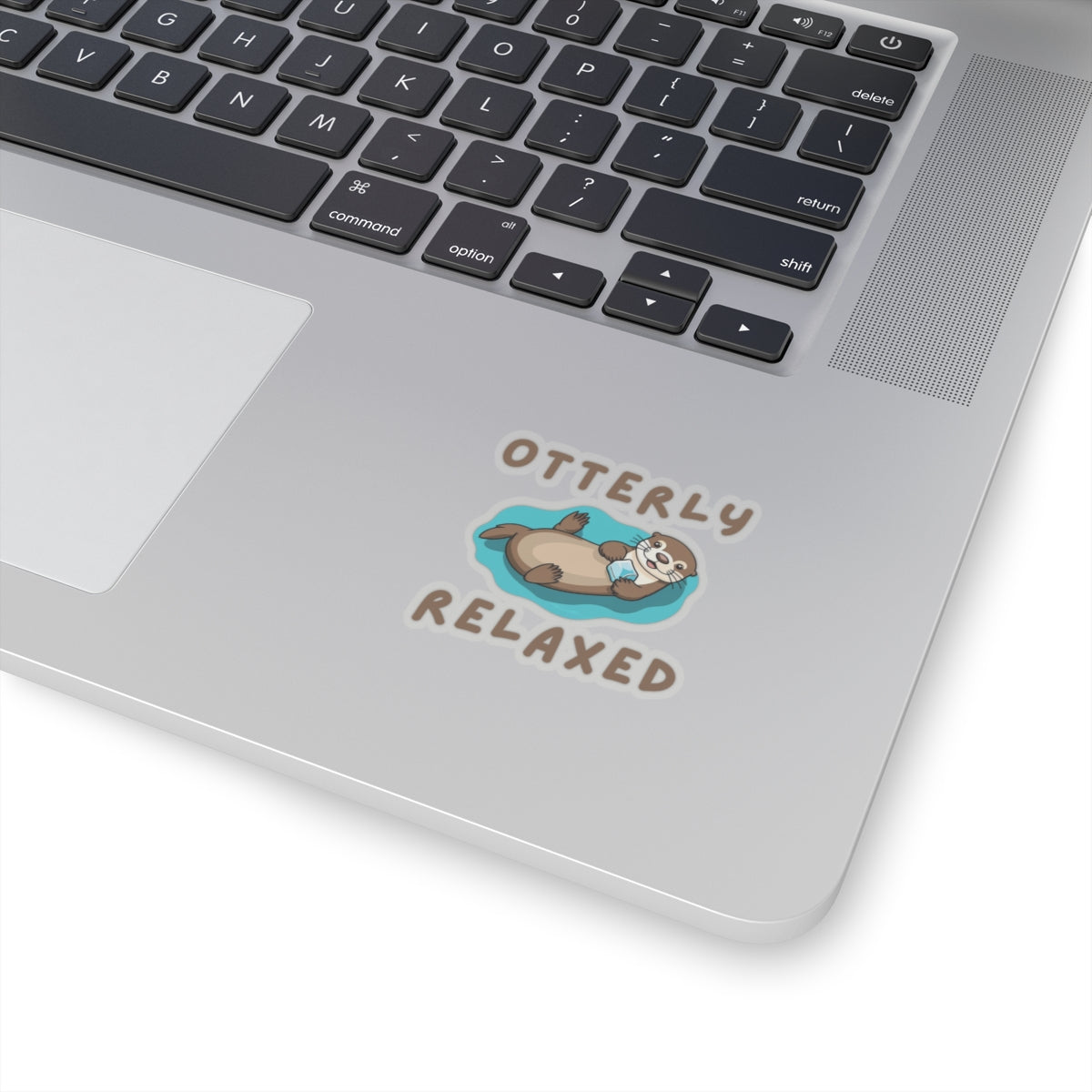 2x2 transparent Otter Core Otterly Relaxed sea otter sticker on laptop – cute vinyl animal sticker