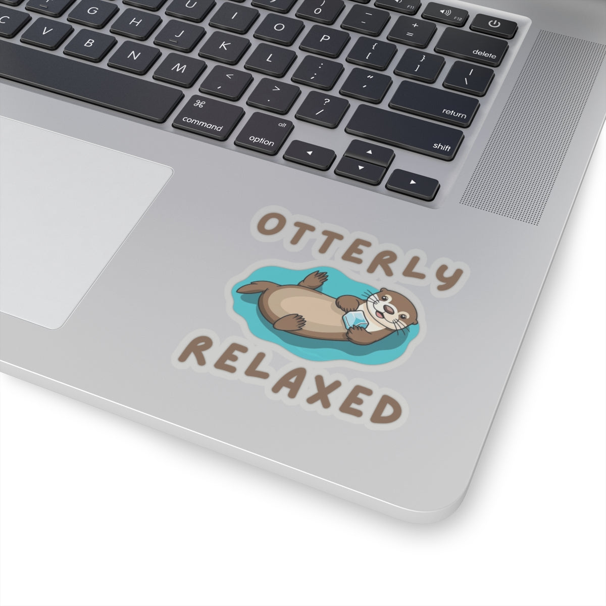3x3 transparent Otter Core Otterly Relaxed sea otter sticker on laptop – cute vinyl animal sticker