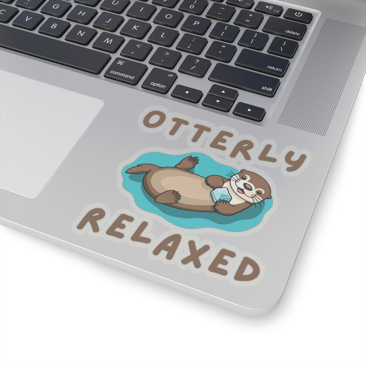 4x4 transparent Otter Core Otterly Relaxed sea otter sticker on laptop – cute vinyl animal sticker