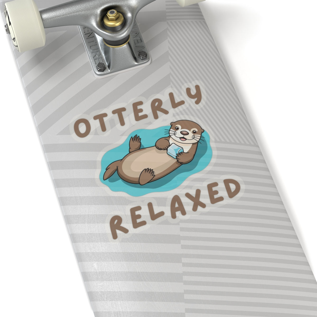6x6 transparent Otter Core Otterly Relaxed sea otter sticker on skateboard deck – cute vinyl animal sticker