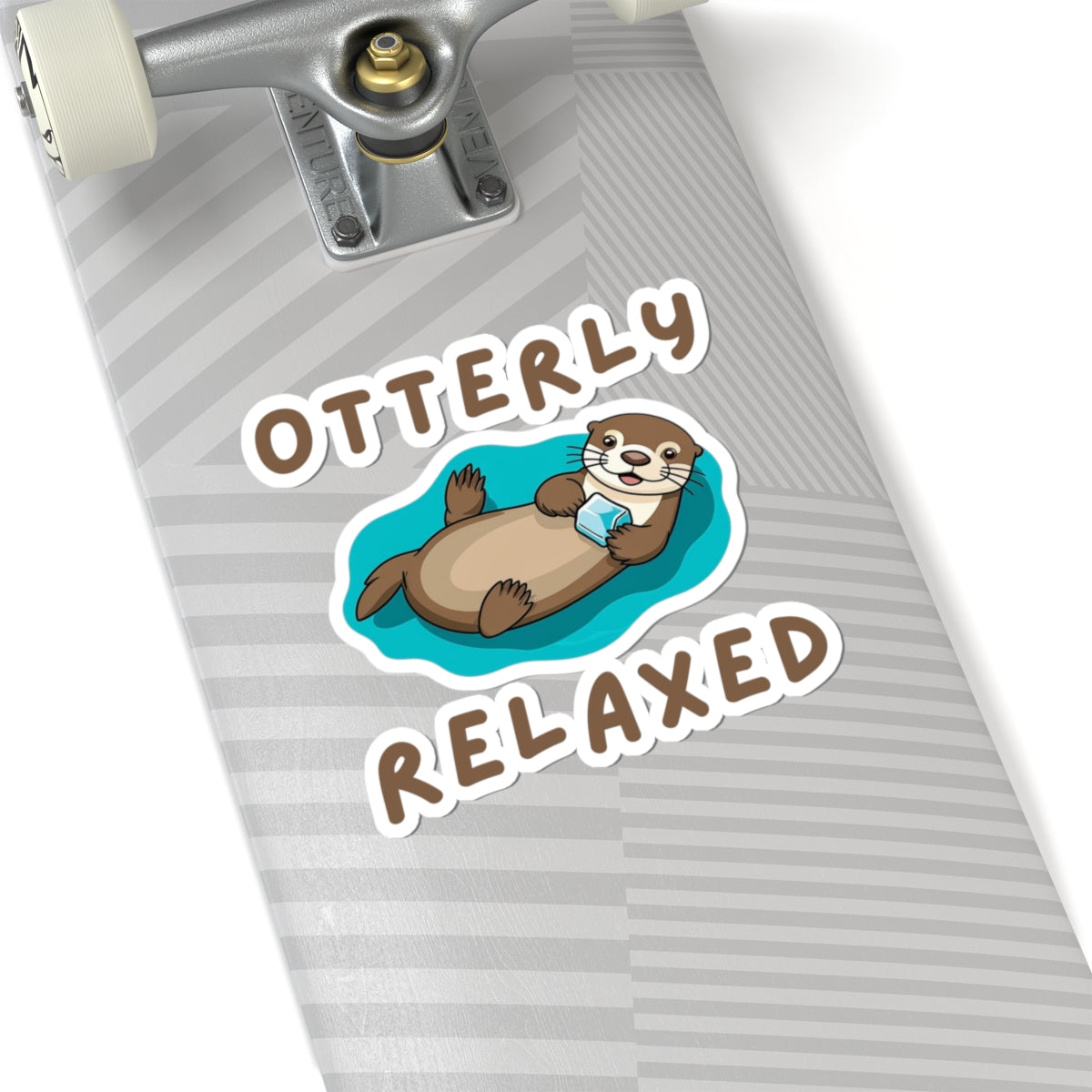 6x6 white Otter Core Otterly Relaxed sea otter sticker on skateboard deck – cute vinyl animal sticker