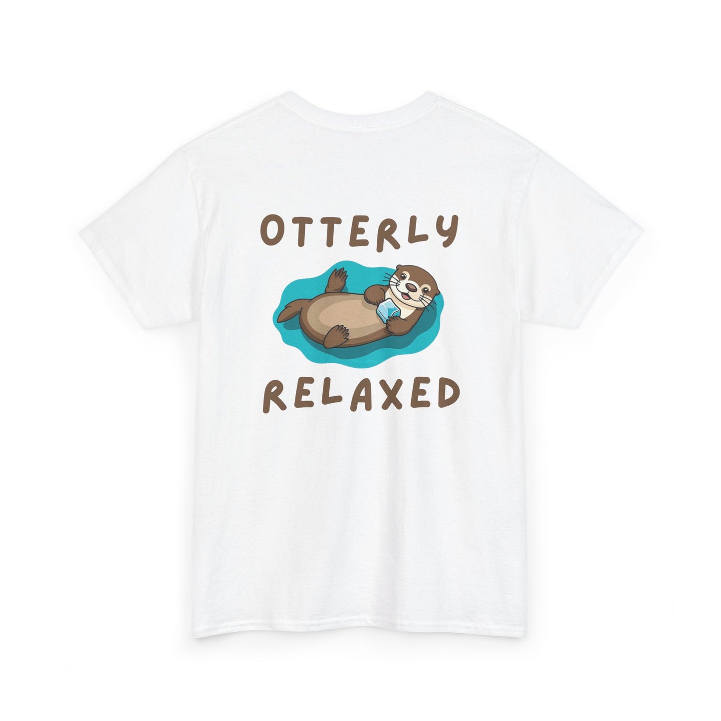 Back view of white Otterly Relaxed Otter Core t-shirt with sea otter design