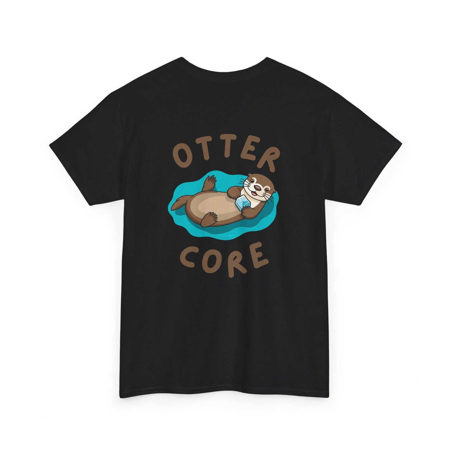 Back view of black Otter Core t-shirt with sea otter design