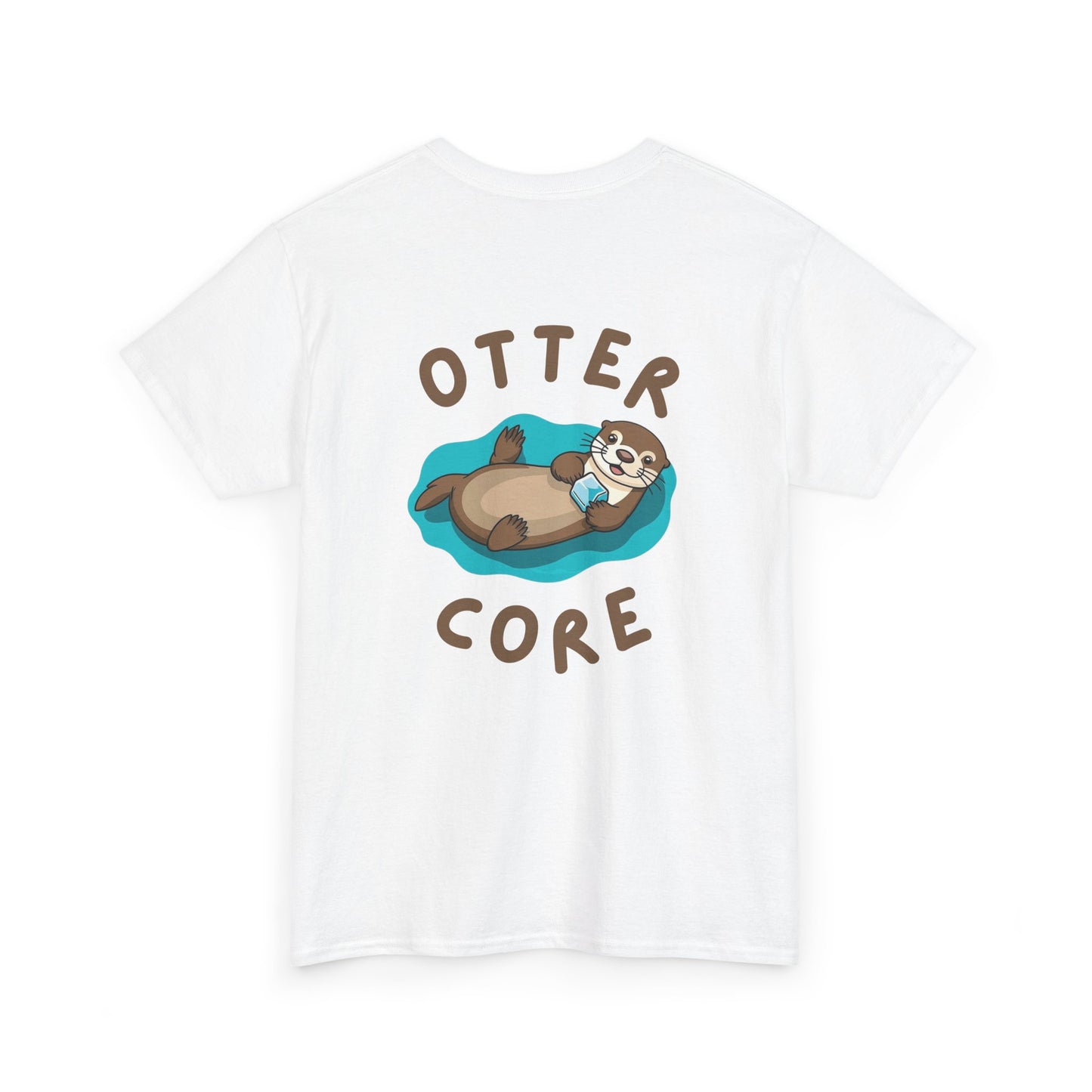 Back view of white Otter Core t-shirt with sea otter design