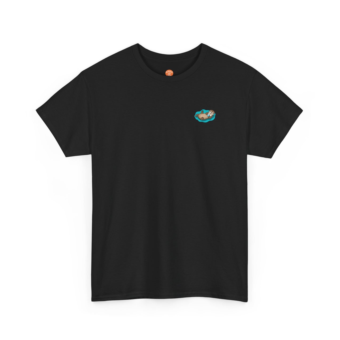 Front view of black Otter Core t-shirt with sea otter design