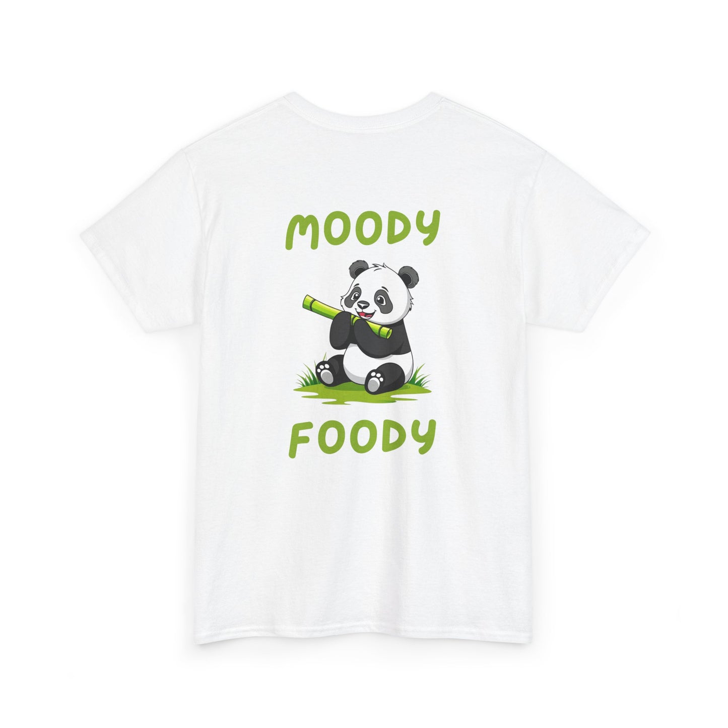 Back view of white Moody Foody Panda Core T-Shirt with small panda design