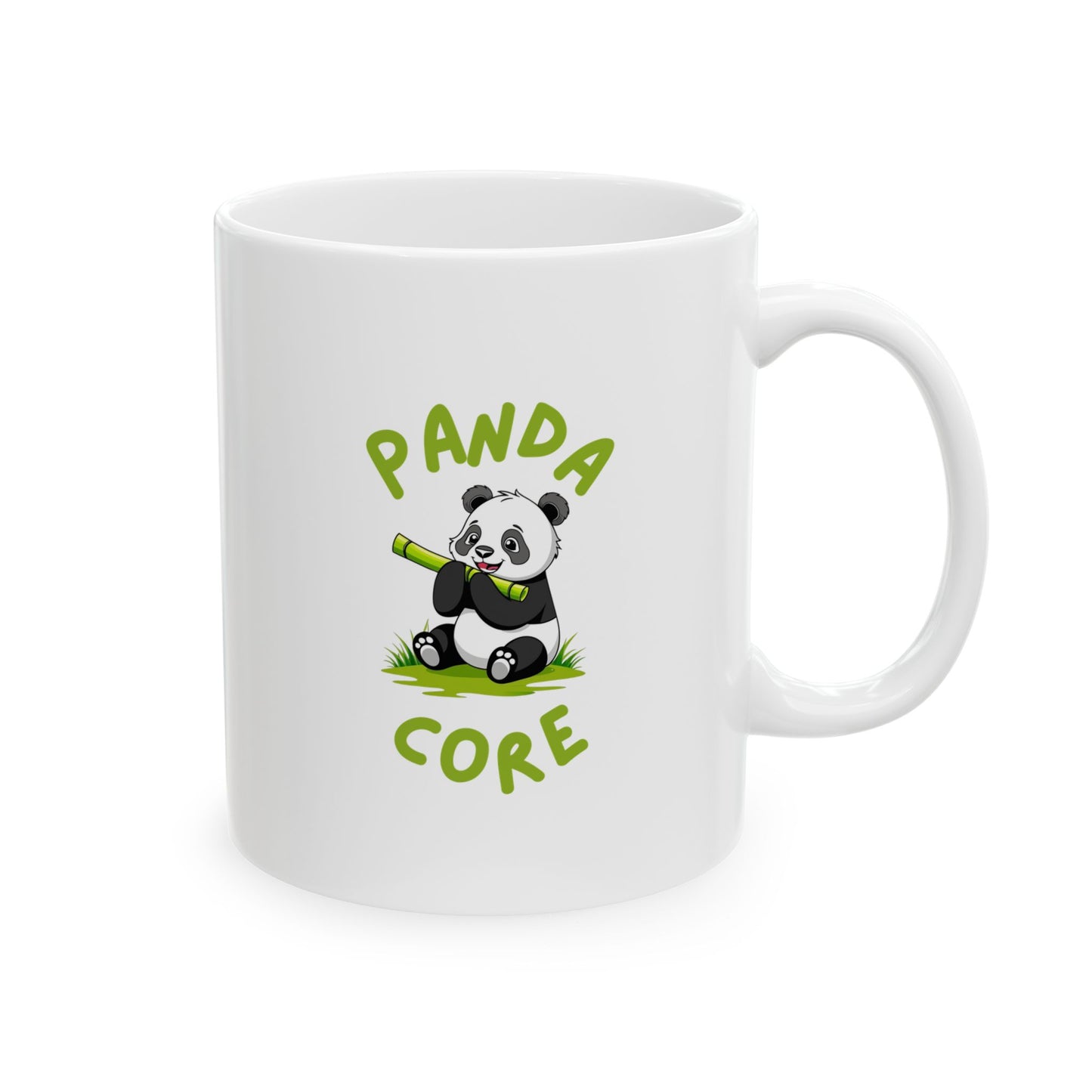 Handle on the right view of Panda Core Mug with cute panda graphic