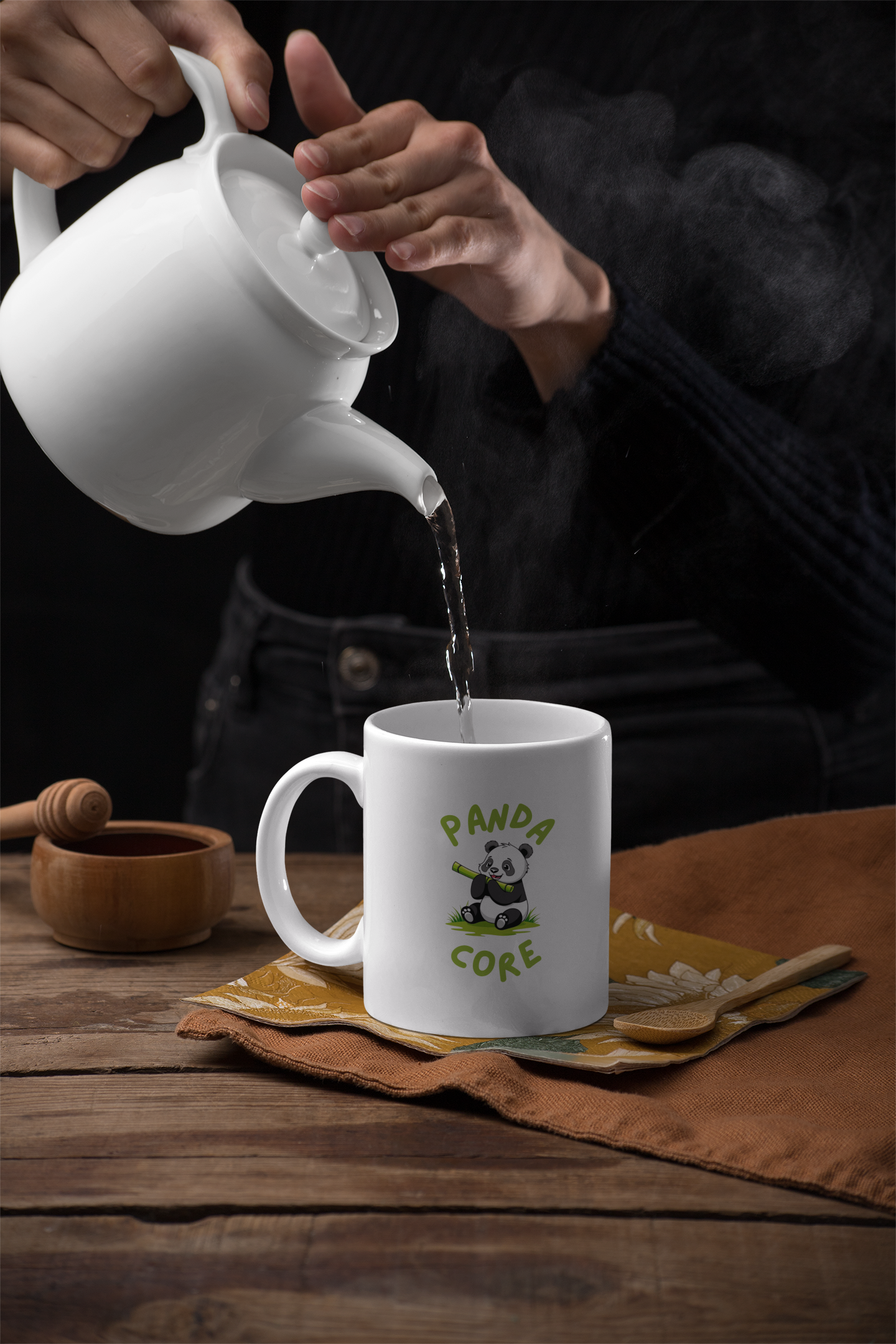 Lifestyle mockup of cute panda mug for animal lovers
