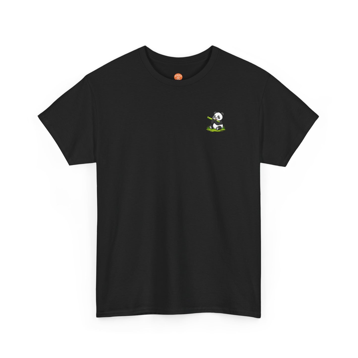 Front view of black Panda Core T-Shirt with small panda design