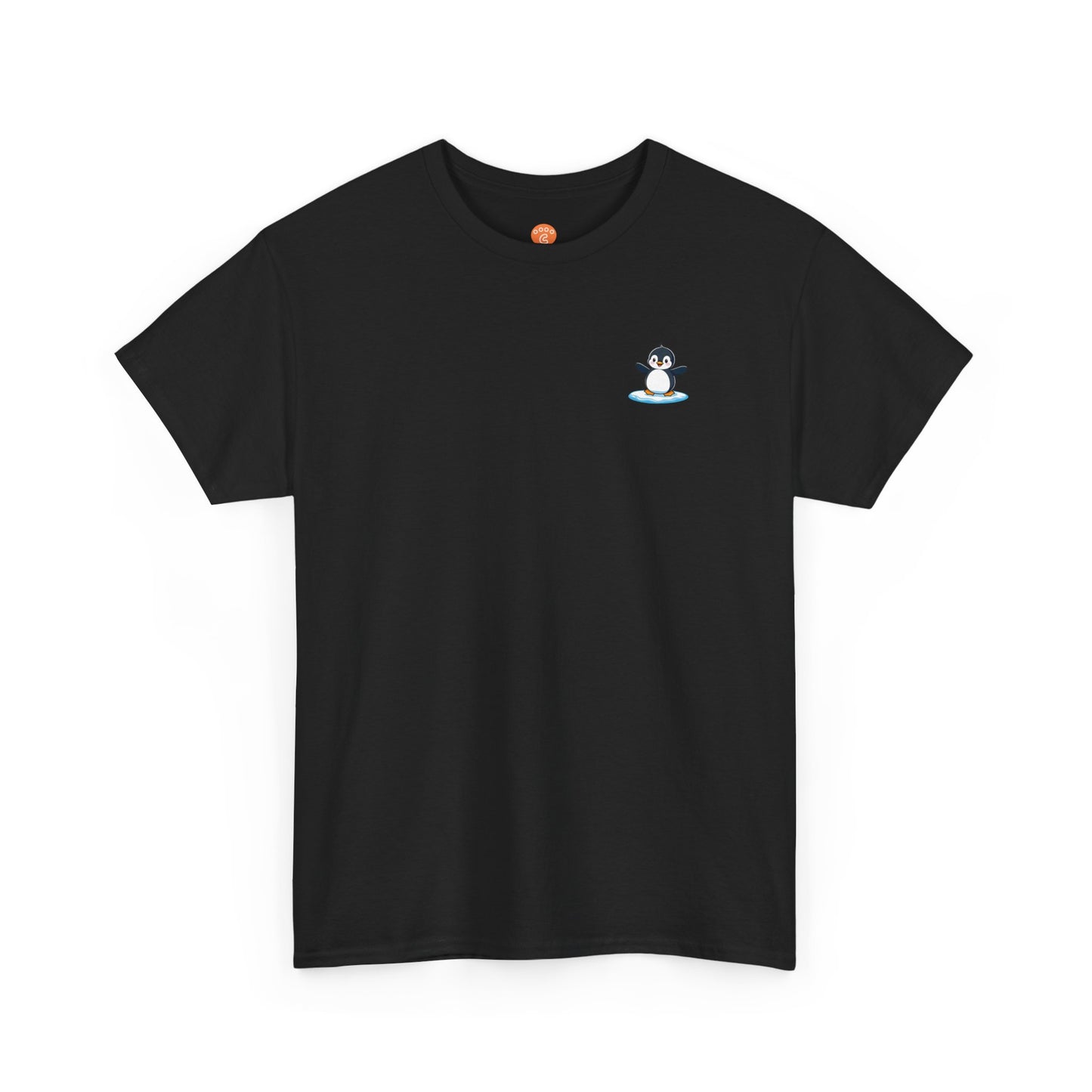 Front view of black Penguin Core T-Shirt with cute penguin design