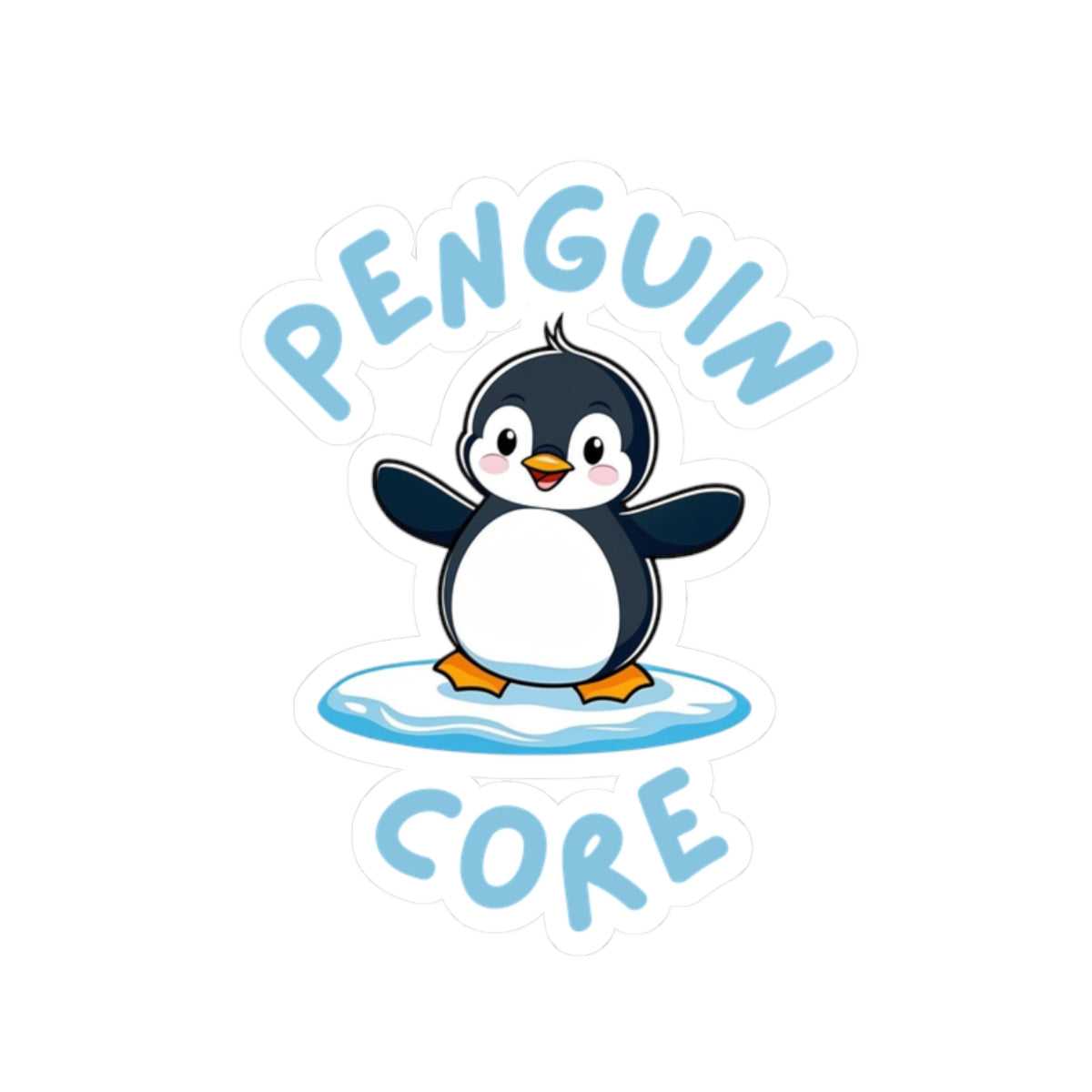 White Penguin Core kiss-cut sticker with cute penguin design – perfect for animal lovers