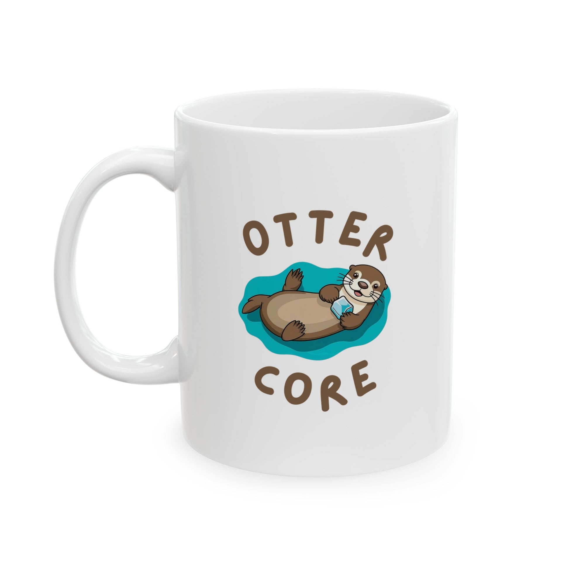 Handle on the left view of Otter Core mug with sea otter design