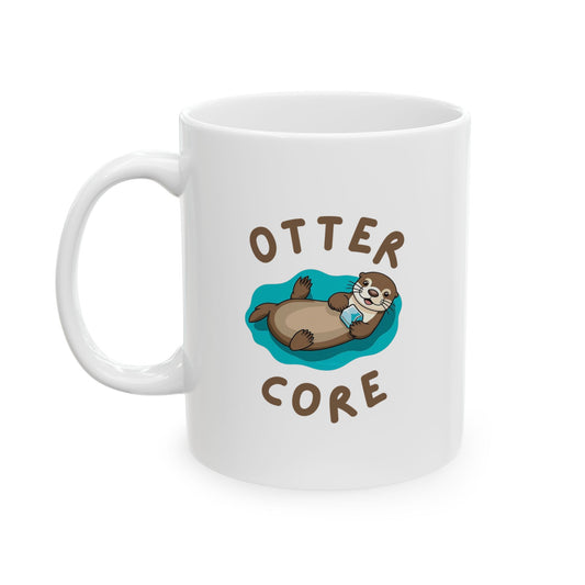 Handle on the left view of Otter Core mug with sea otter design