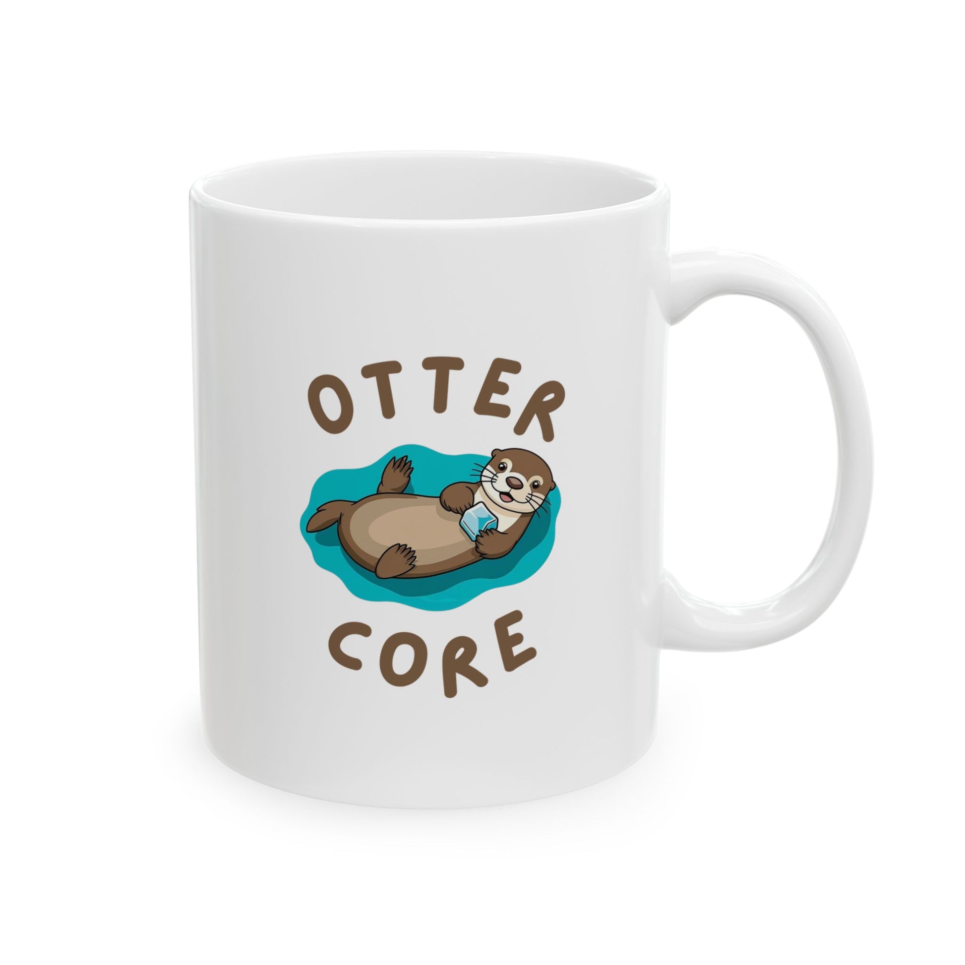 Handle on the right view of Otter Core mug with sea otter design