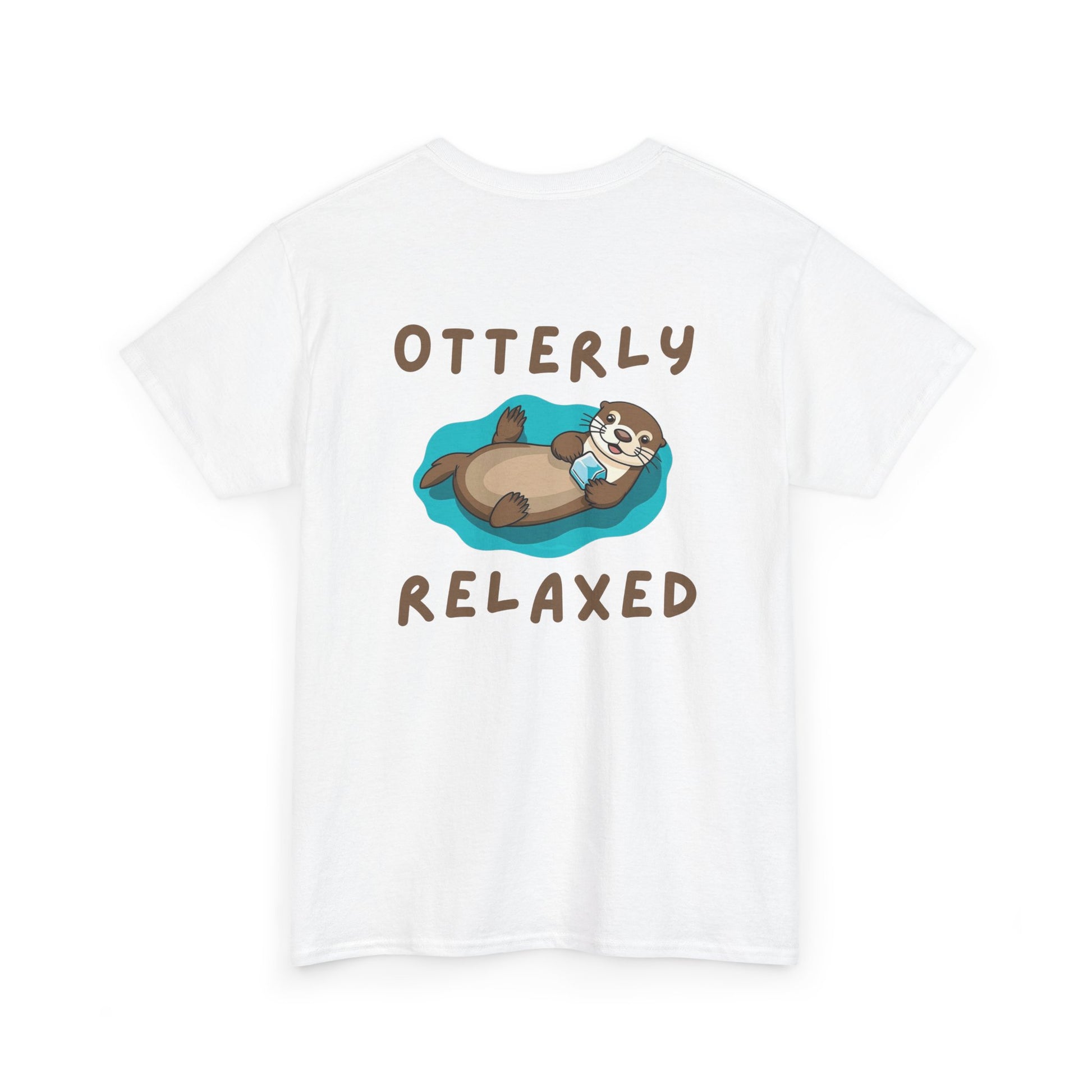 Back view of white Otterly Relaxed Otter Core t-shirt with sea otter design