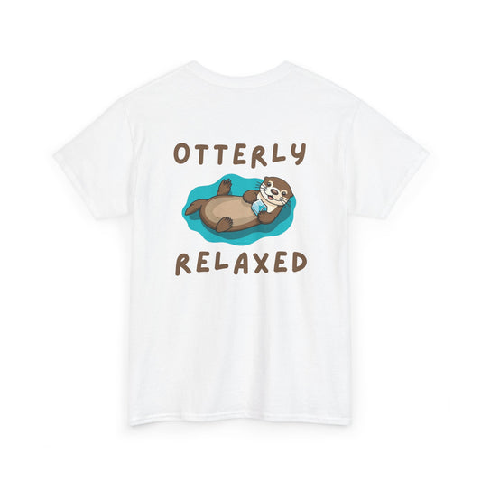 Back view of white Otterly Relaxed Otter Core t-shirt with sea otter design