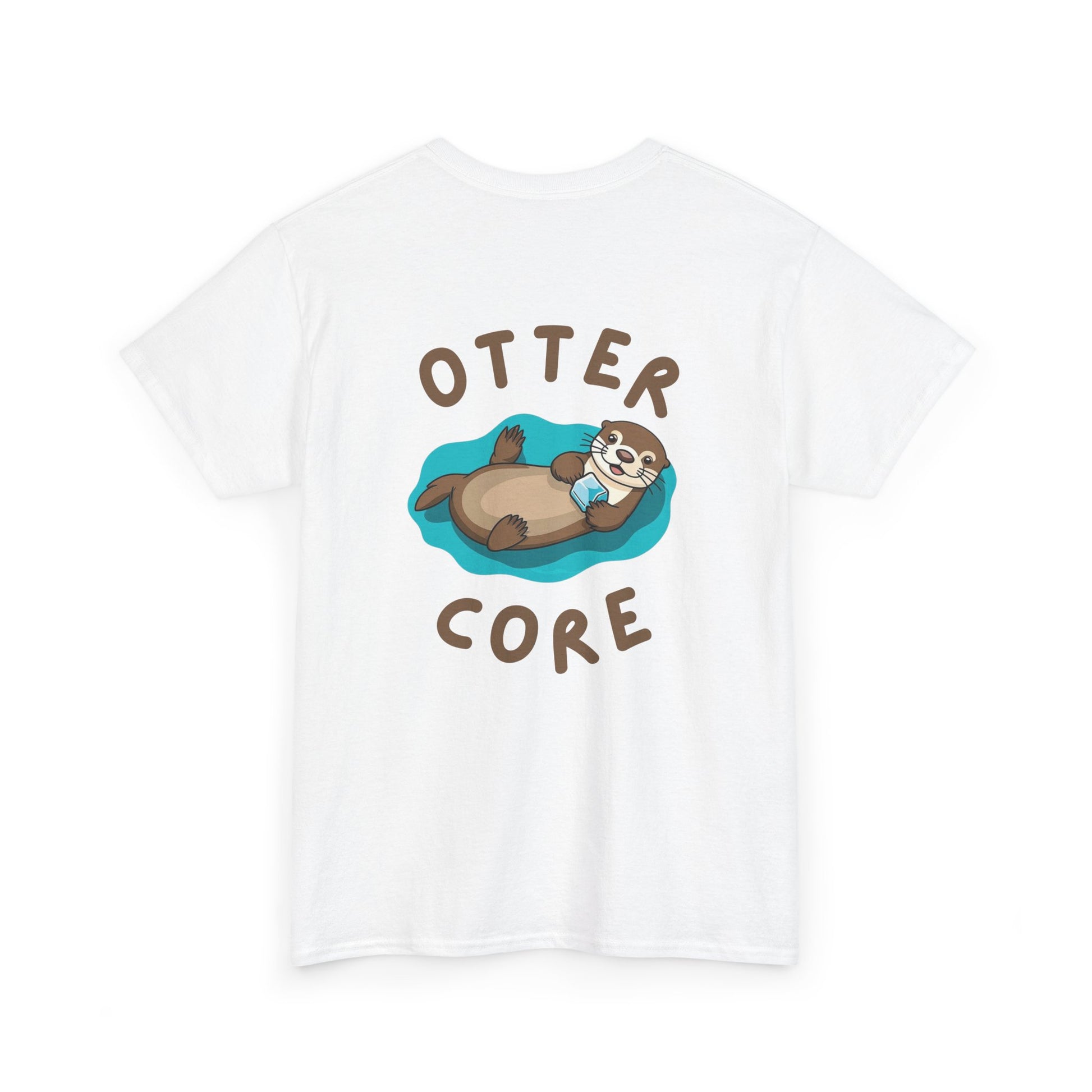 Back view of white Otter Core t-shirt with sea otter design