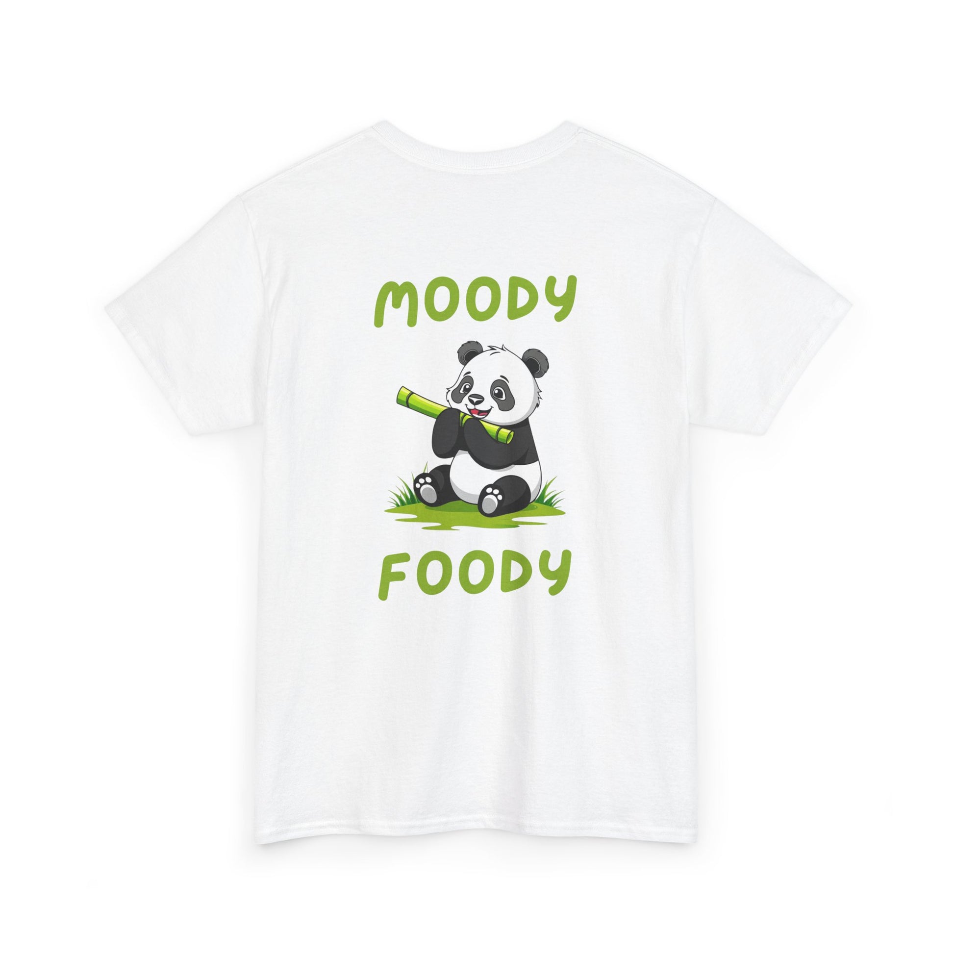 Back view of white Moody Foody Panda Core T-Shirt with small panda design