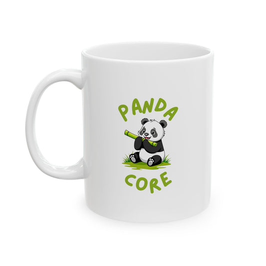 Handle on the left view of Panda Core Mug with cute panda graphic