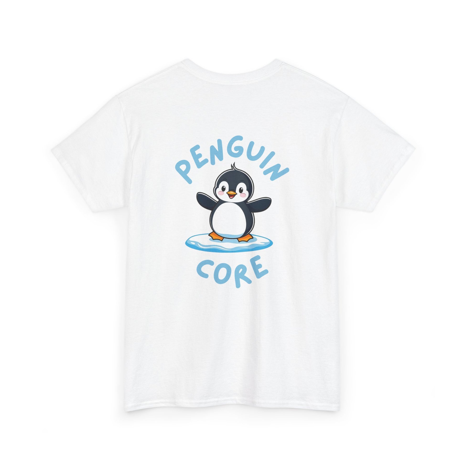 Back view of white Penguin Core T-Shirt with cute penguin design