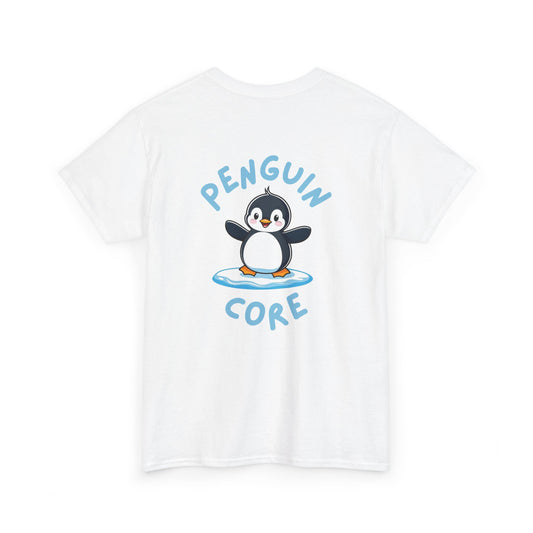 Back view of white Penguin Core T-Shirt with cute penguin design